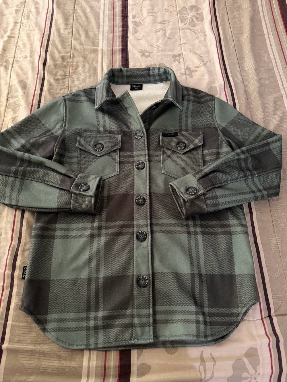 OAK Green Plaid Fleece-Lined Shirt Jacket - Women's